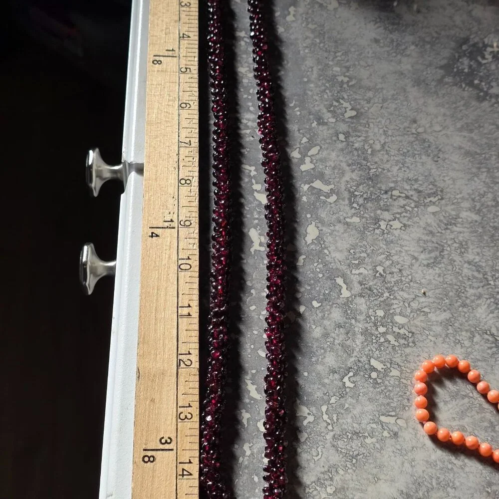Black‎ Cherry Garnet Beaded Long Necklace 30